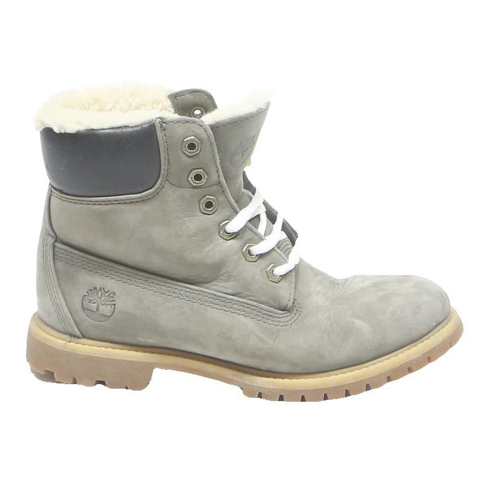 TIMBERLAND Womens Grey Leather Lace-Up Ankle Boots UK 5 Winter Warm Lined