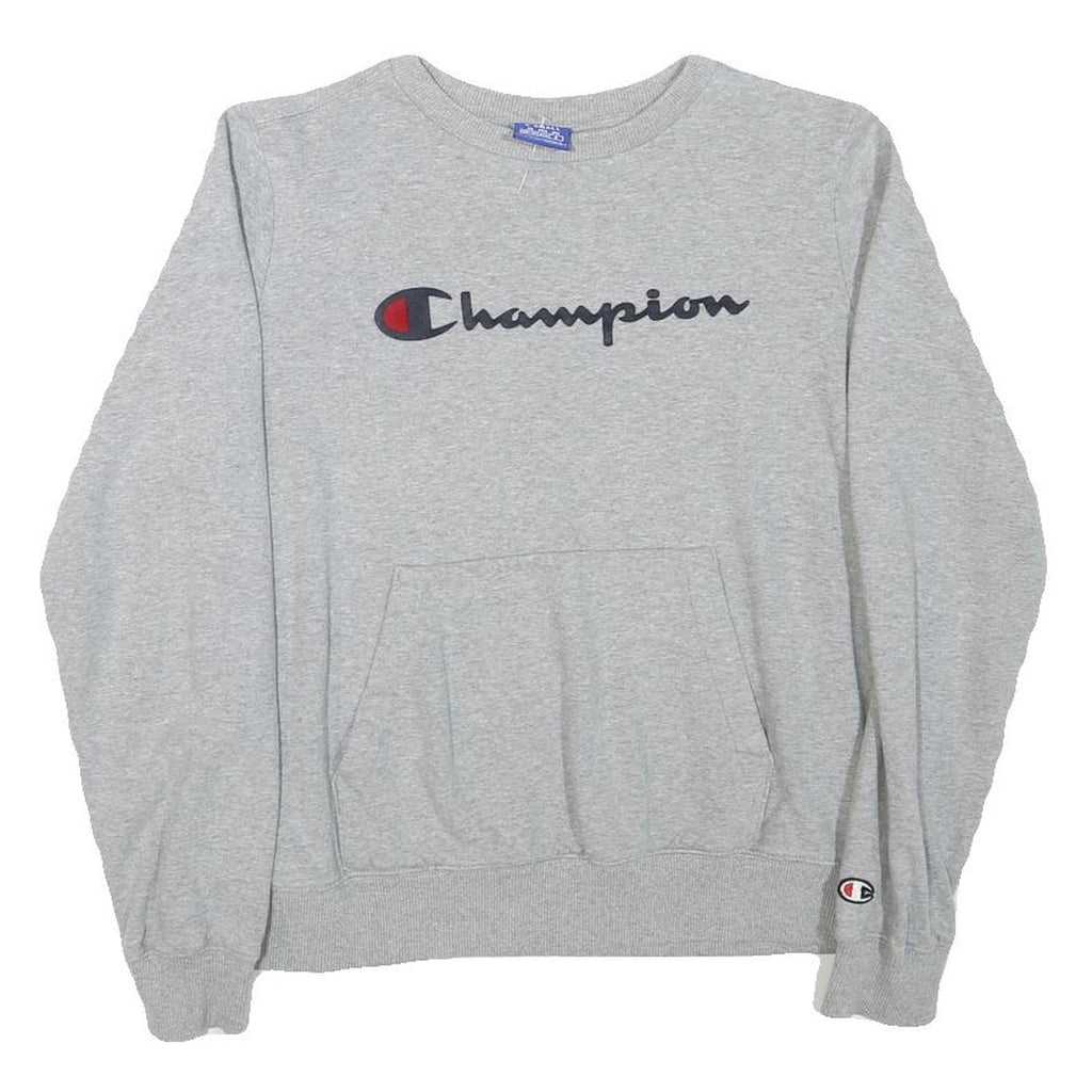 CHAMPION Mens Grey Crew Neck XS Logo Print Cotton Blend Sweatshirt Pullover