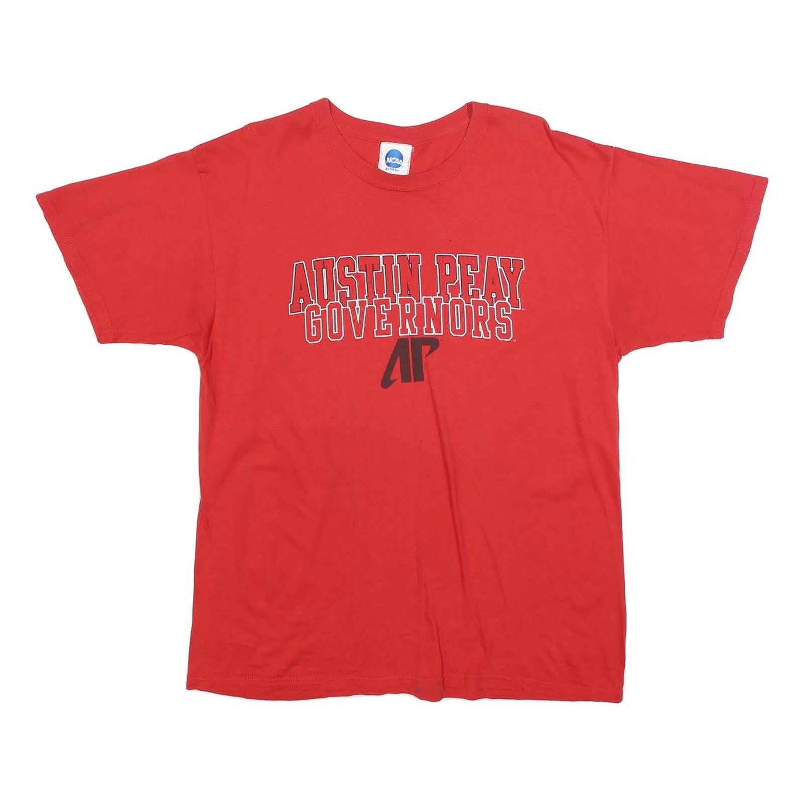NCAA Mens Red Austin Peay Governors Graphic T-Shirt L Short Sleeve Crew Neck