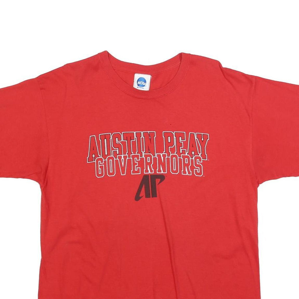 NCAA Mens Red Austin Peay Governors Graphic T-Shirt L Short Sleeve Crew Neck