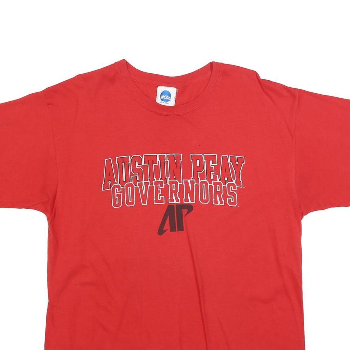 NCAA Mens Red Austin Peay Governors Graphic T-Shirt L Short Sleeve Crew Neck