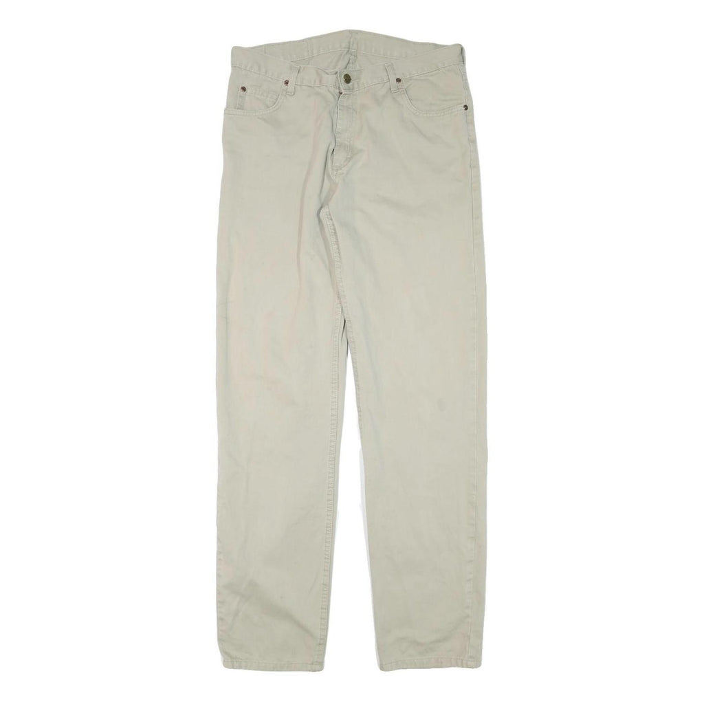 LEE Mens Cotton Blend Beige Regular Fit Straight Leg Trousers W32 L33 Casual Zip