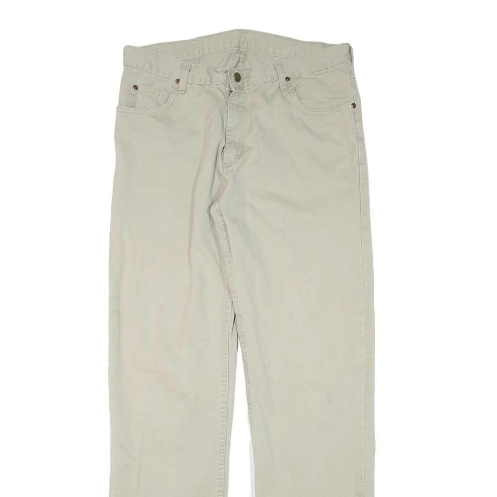 LEE Mens Cotton Blend Beige Regular Fit Straight Leg Trousers W32 L33 Casual Zip