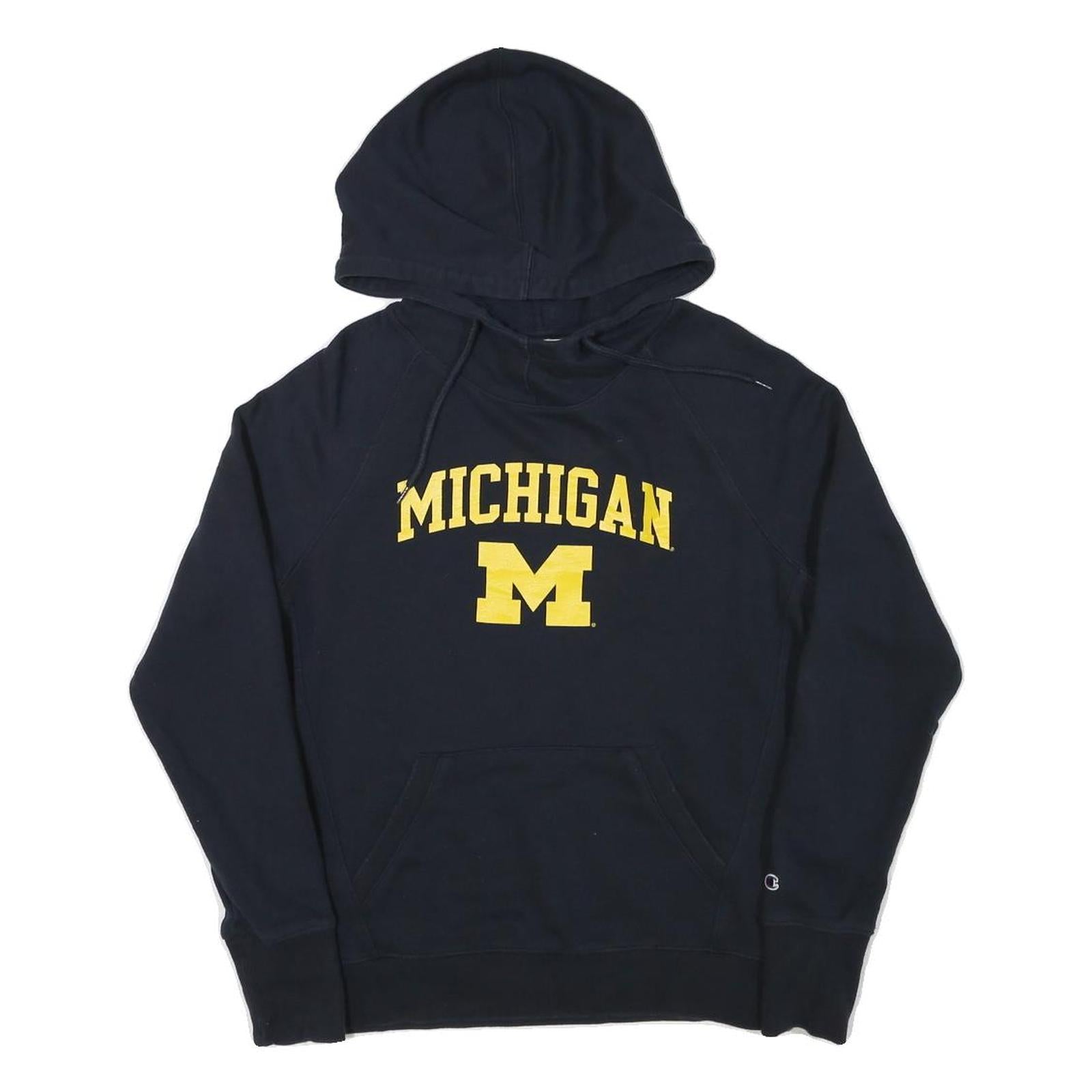 CHAMPION Womens Navy Blue Michigan Hoodie M Cotton Blend Casual Pullover
