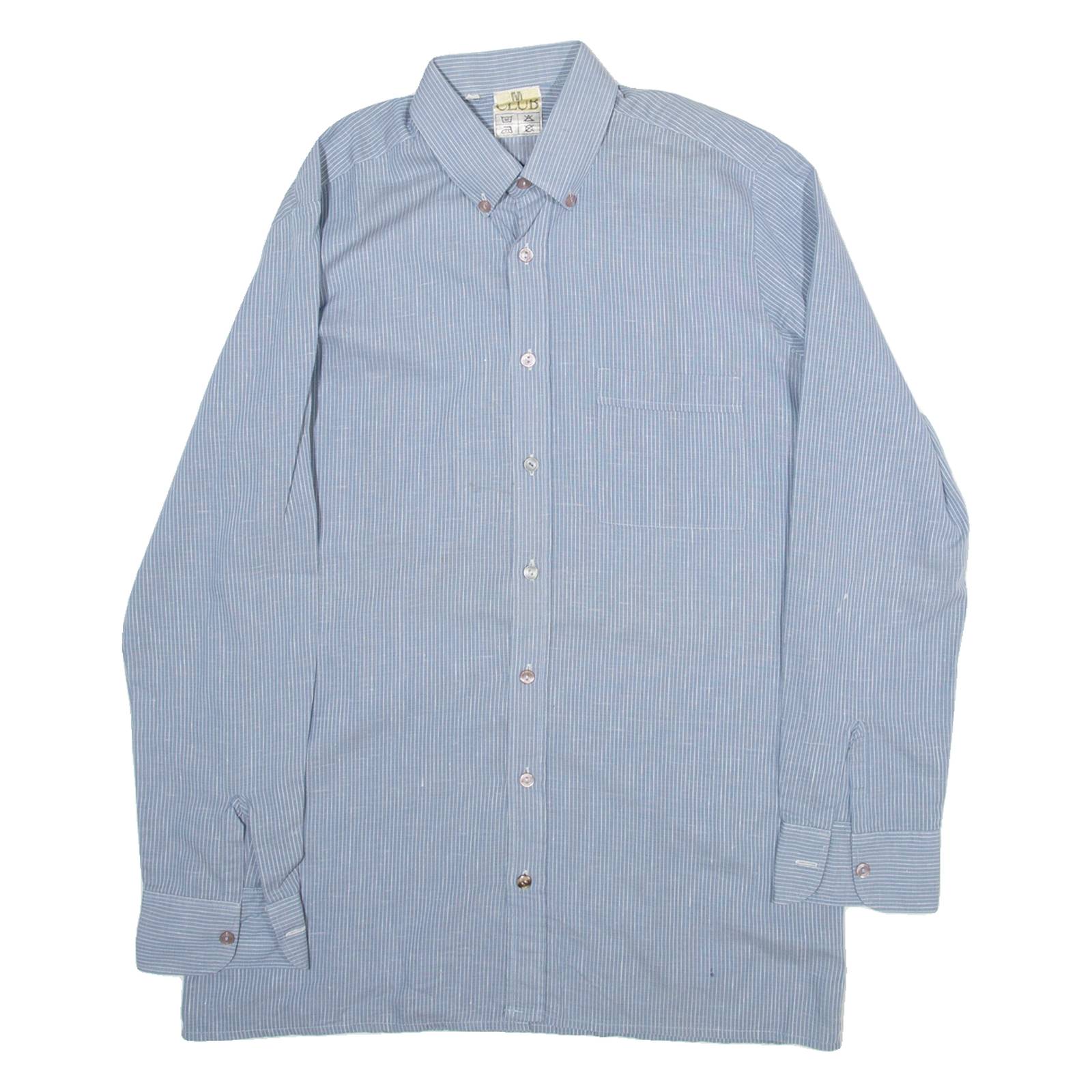 CLUB Mens Shirt Blue Striped Long Sleeve M