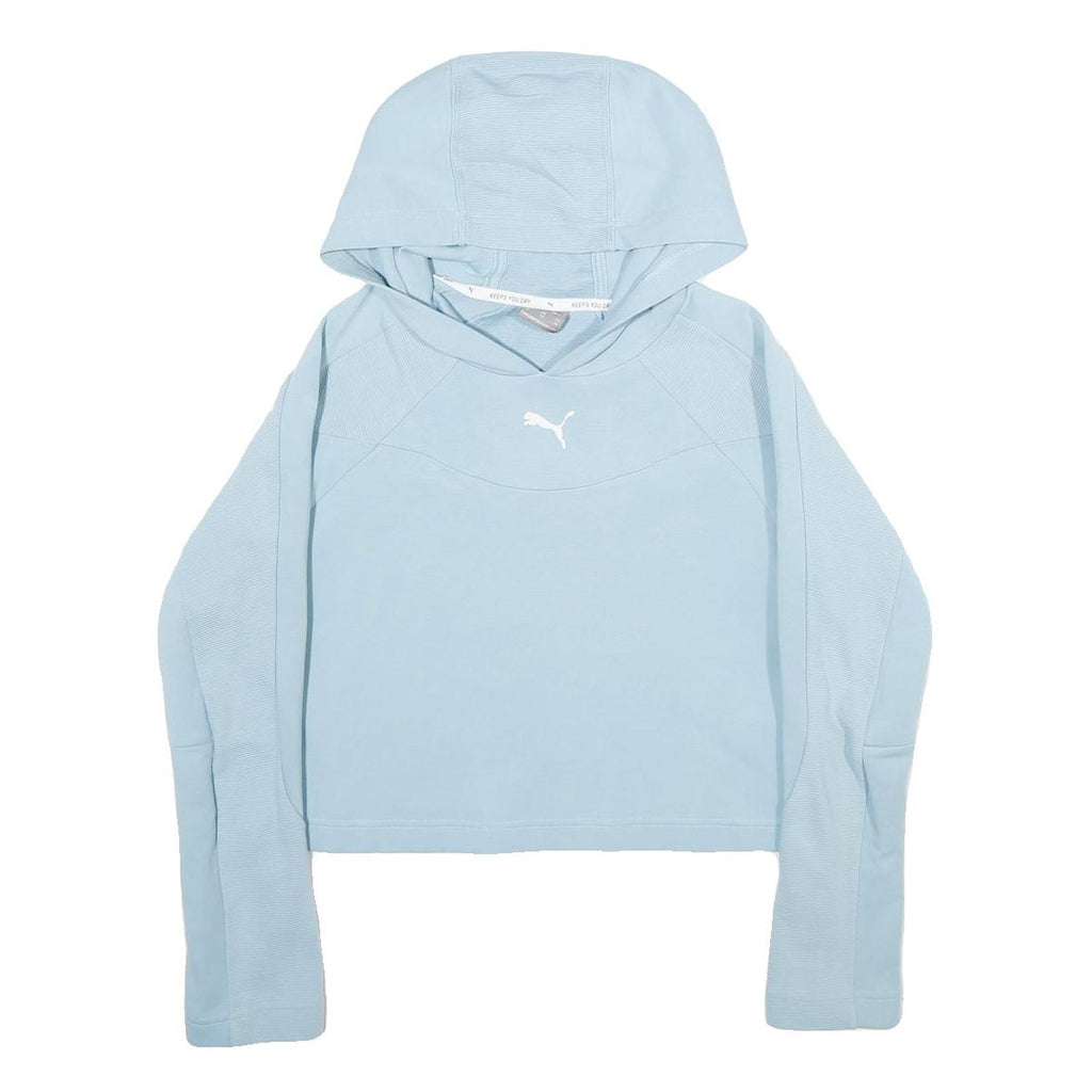 PUMA Womens Blue Hoodie XS Cotton Blend Lightweight Pullover Casual