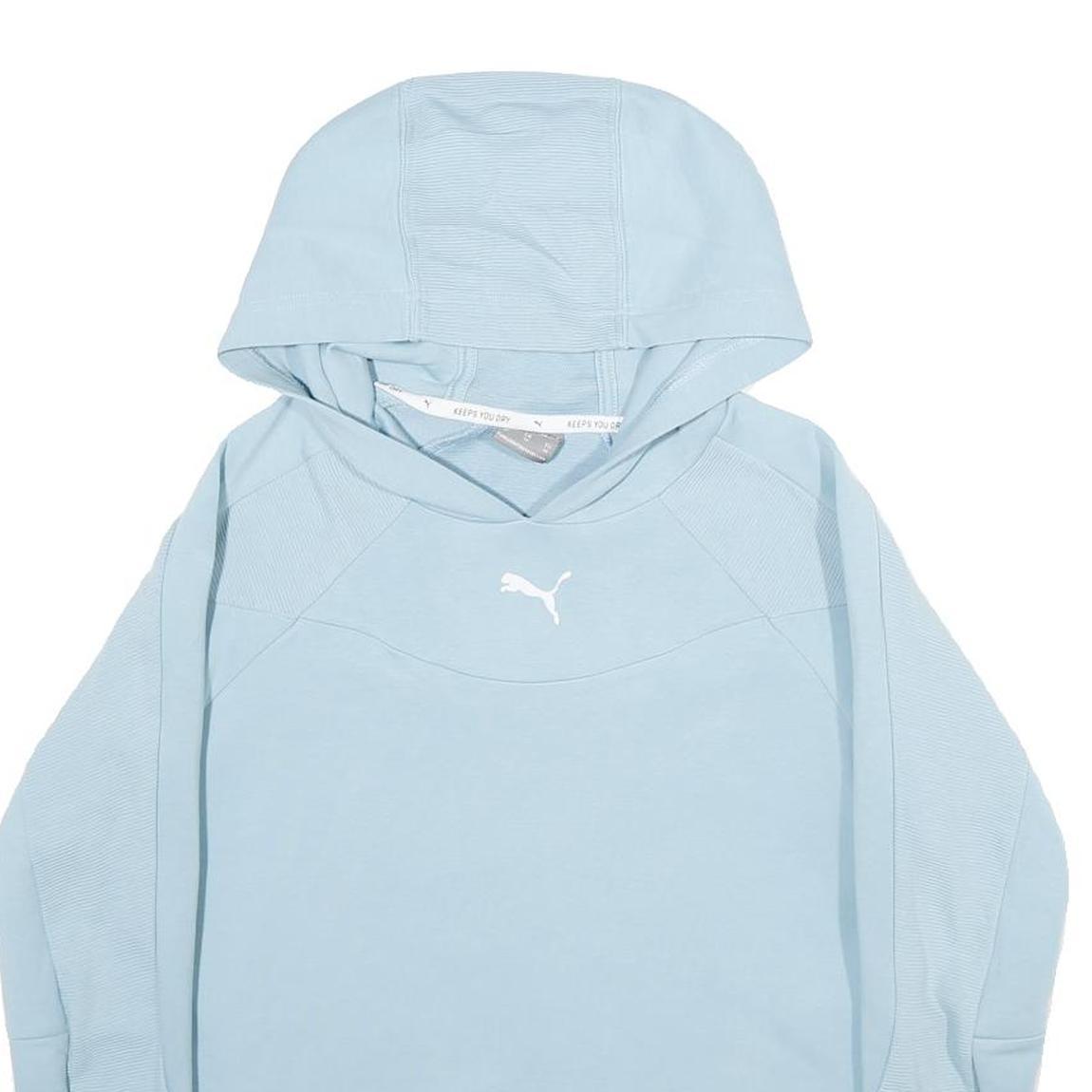 PUMA Womens Blue Hoodie XS Cotton Blend Lightweight Pullover Casual