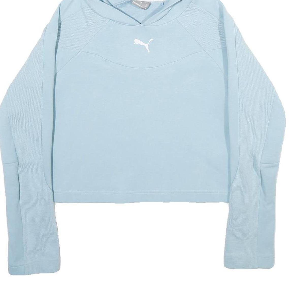 PUMA Womens Blue Hoodie XS Cotton Blend Lightweight Pullover Casual