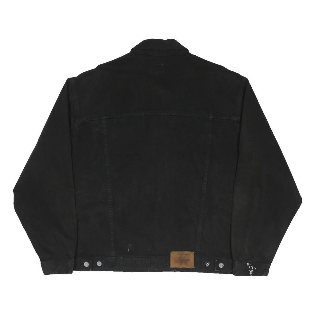 CALVIN KLEIN JEANS Mens Black Denim Jacket XL Cotton Blend Button Denim