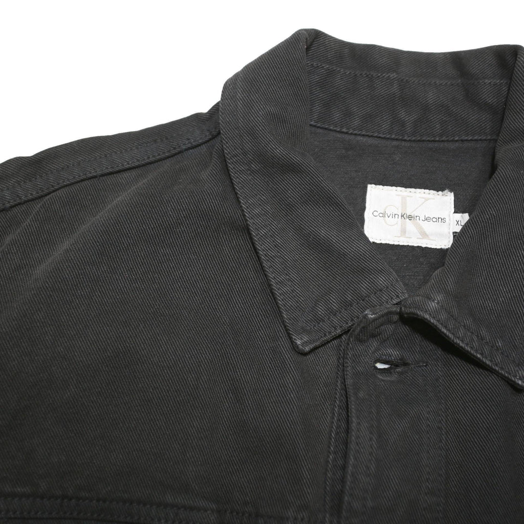 CALVIN KLEIN JEANS Mens Black Denim Jacket XL Cotton Blend Button Denim