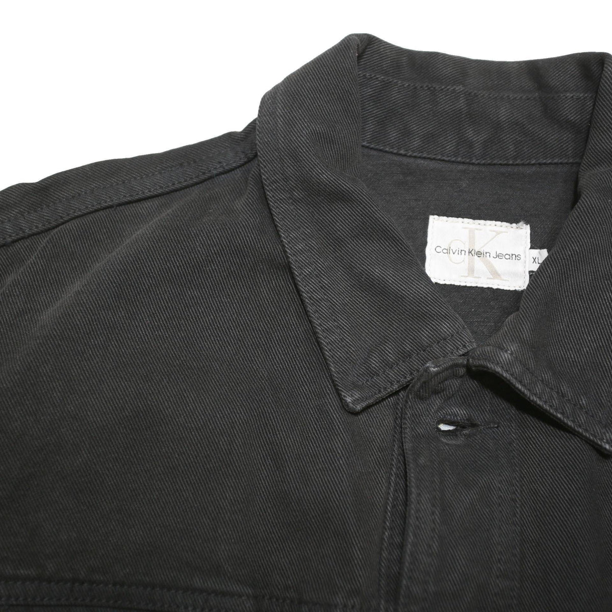 CALVIN KLEIN JEANS Mens Black Denim Jacket XL Cotton Blend Button Denim