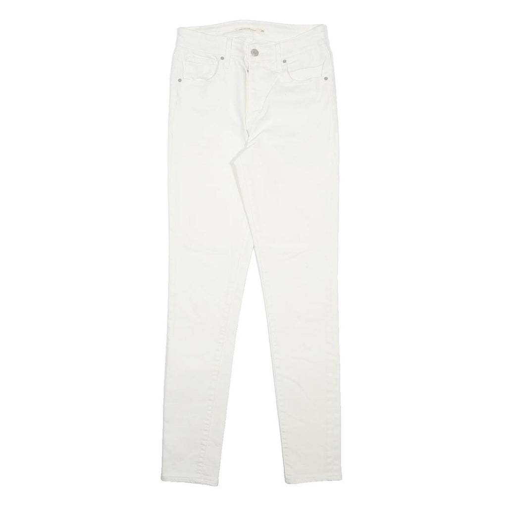 LEVI'S 721 Womens Slim White Denim Jeans W26 L30 Stretch Cotton Blend Zip
