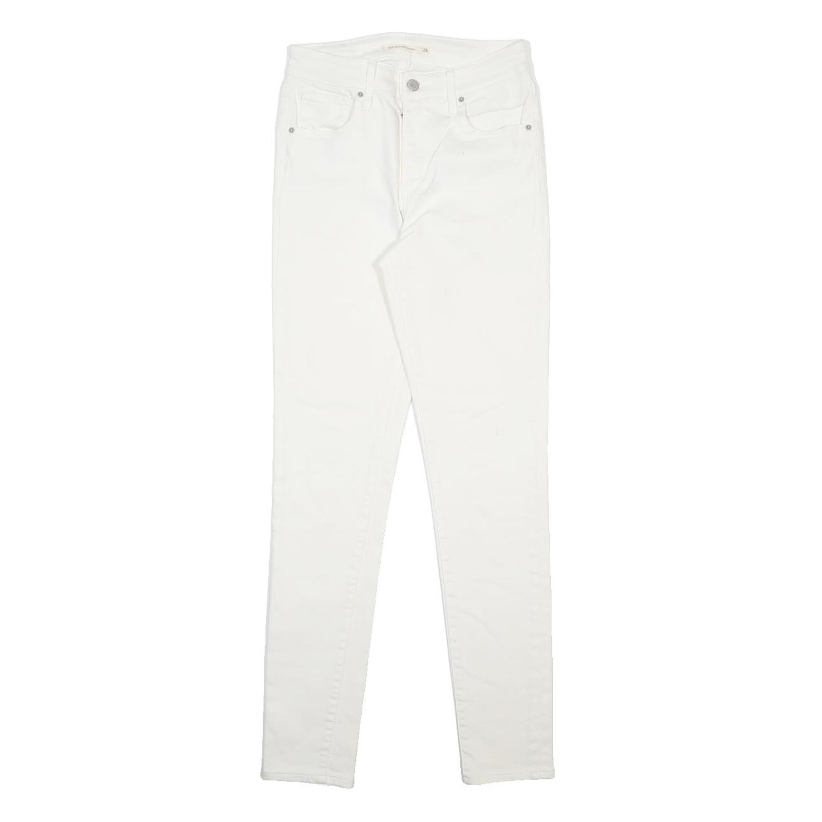 LEVI'S 721 Womens Slim White Denim Jeans W26 L30 Stretch Cotton Blend Zip