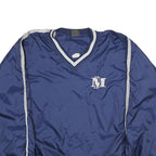 BOOMBAH Mens Navy Sweatshirt V-Neck L Lightweight Nylon Pullover Sports Style