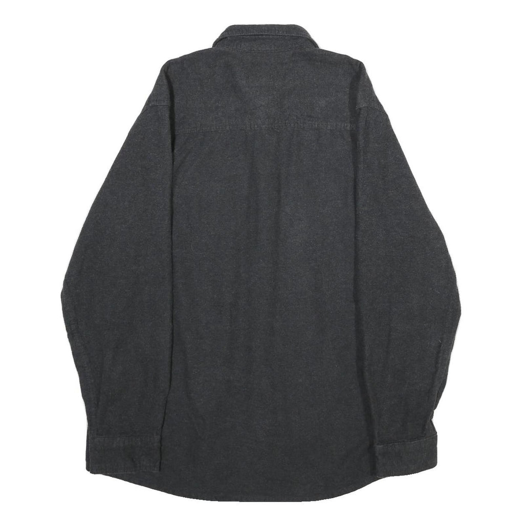 GRIZZLY MOUNTAIN Mens Black Shirt L Cotton Long Sleeve Casual Button Front