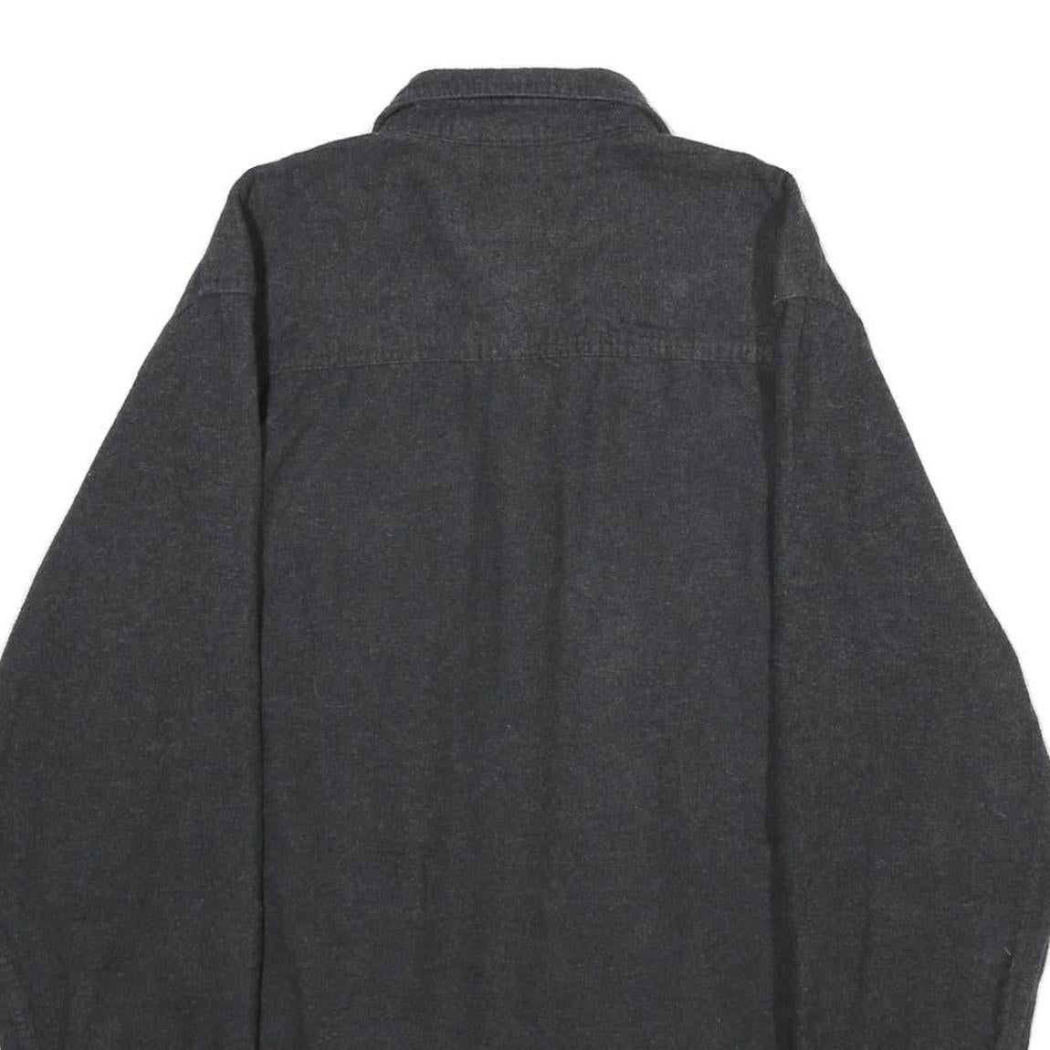 GRIZZLY MOUNTAIN Mens Black Shirt L Cotton Long Sleeve Casual Button Front