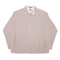 TOMMY HILFIGER Mens Red & White Check Shirt XL Classic Button Cotton Long Sleeve