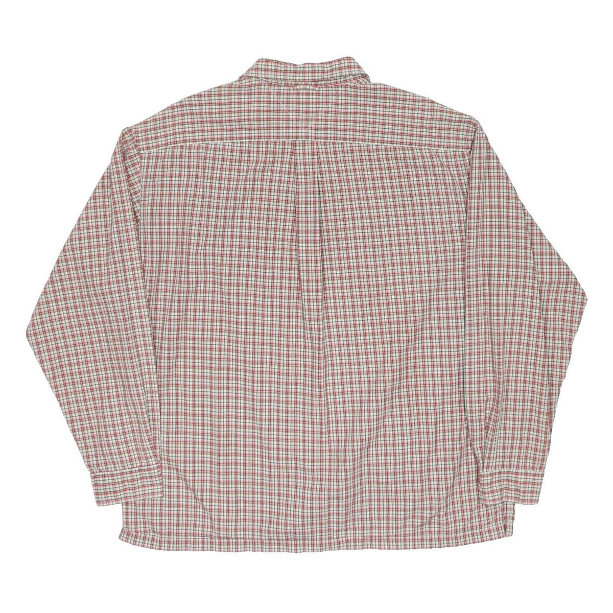 TOMMY HILFIGER Mens Red & White Check Shirt XL Classic Button Cotton Long Sleeve