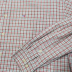 TOMMY HILFIGER Mens Red & White Check Shirt XL Classic Button Cotton Long Sleeve