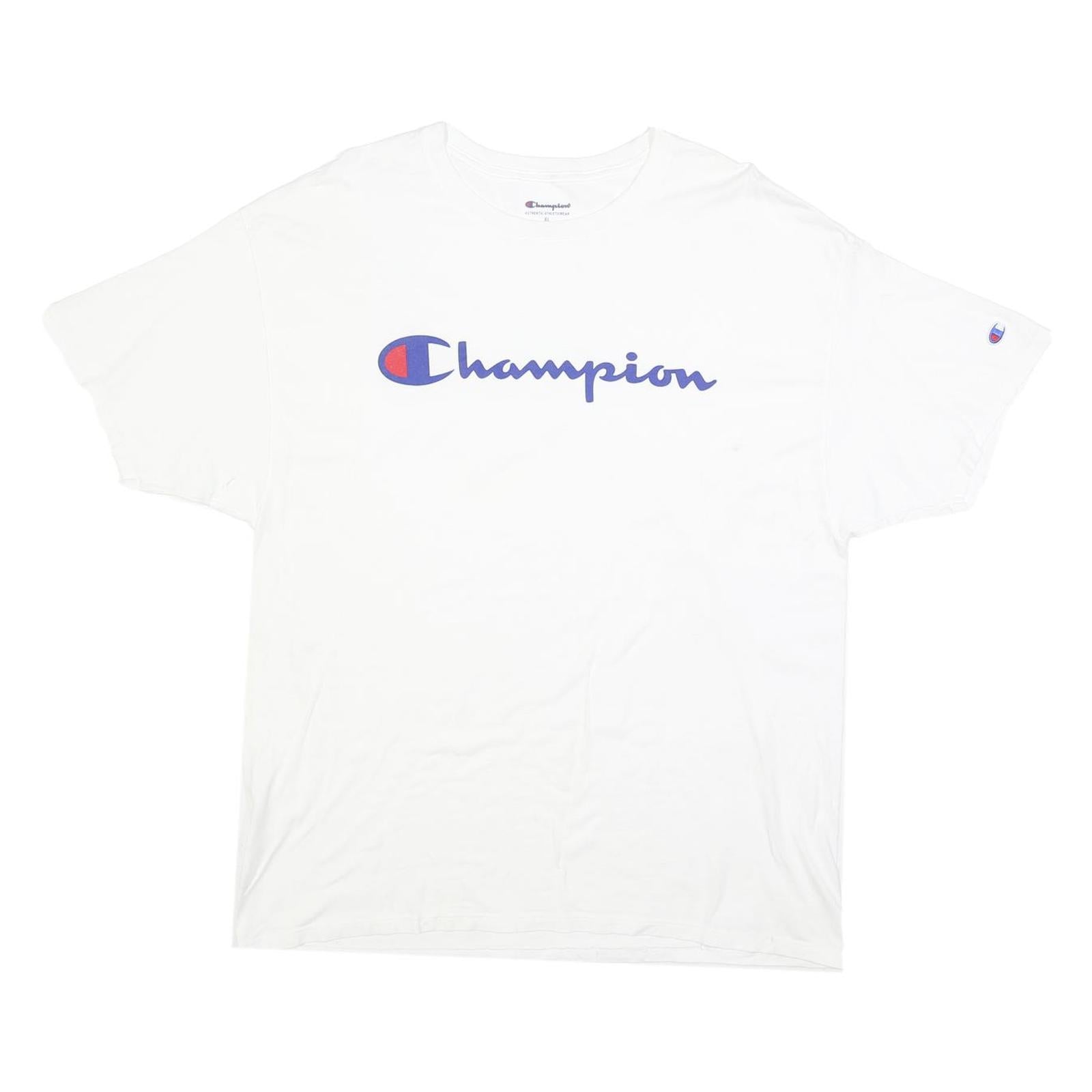 CHAMPION Mens White Cotton Blend Graphic T-Shirt XL Short Sleeve Crew Neck