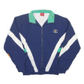 COTTON TRADERS Mens Navy & Green Colourblock Zip Jacket M Nylon Retro Sportswear