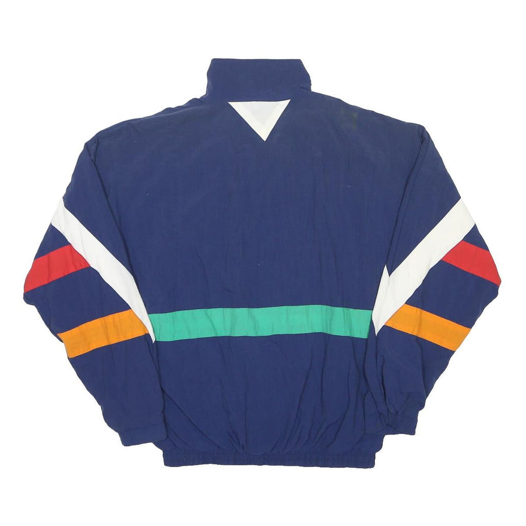 COTTON TRADERS Mens Navy & Green Colourblock Zip Jacket M Nylon Retro Sportswear