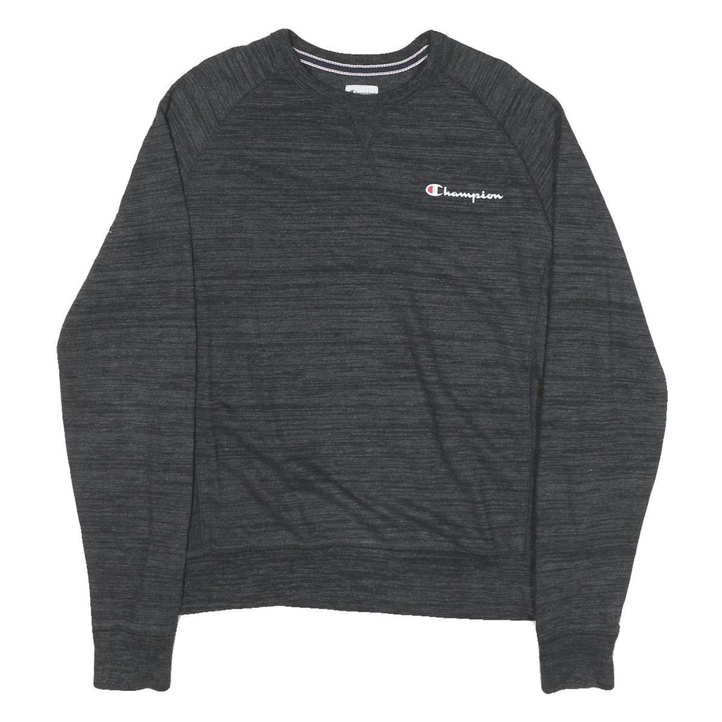 CHAMPION Mens Black Cotton Blend Crew Neck M Logo Sweatshirt Pullover