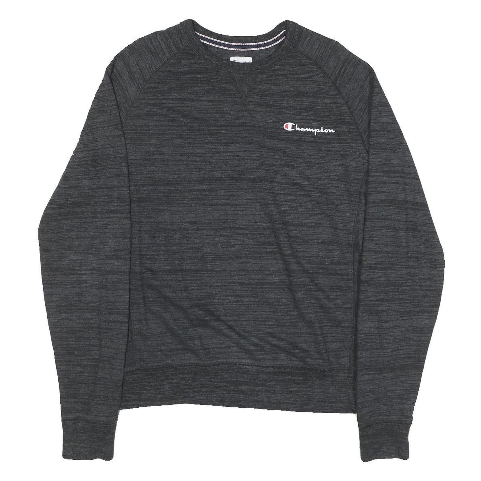 CHAMPION Mens Black Cotton Blend Crew Neck M Logo Sweatshirt Pullover