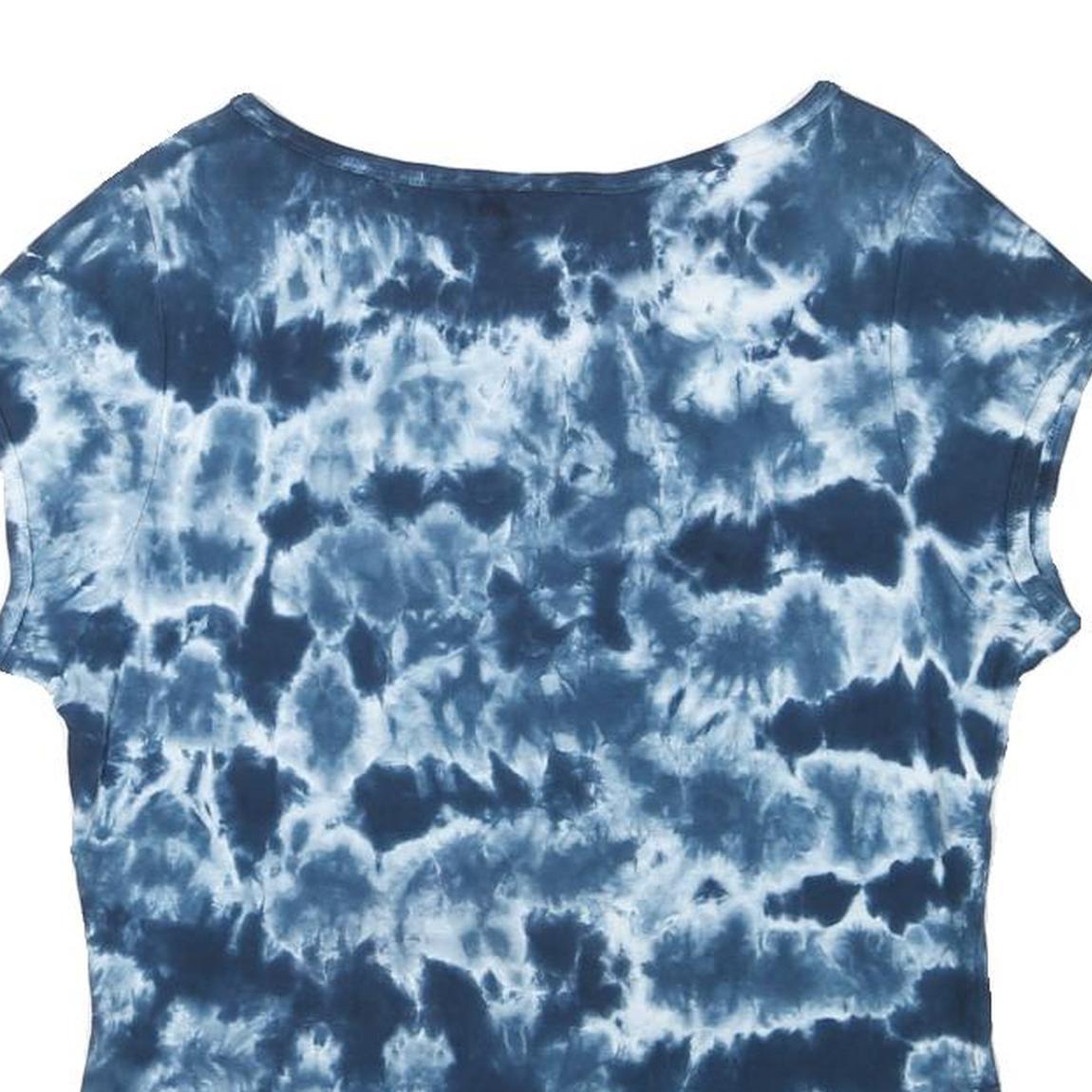 HARLEY DAVIDSON Womens Blue Tie Dye T-Shirt XL Short Sleeve Round Neck