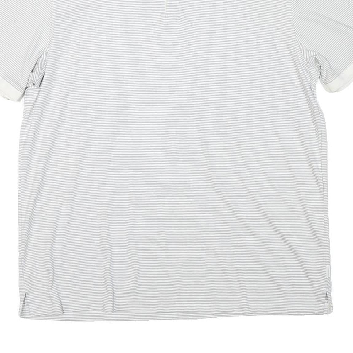 CALVIN KLEIN Mens White & Grey Striped Short Sleeve Polo Shirt L Cotton Blend