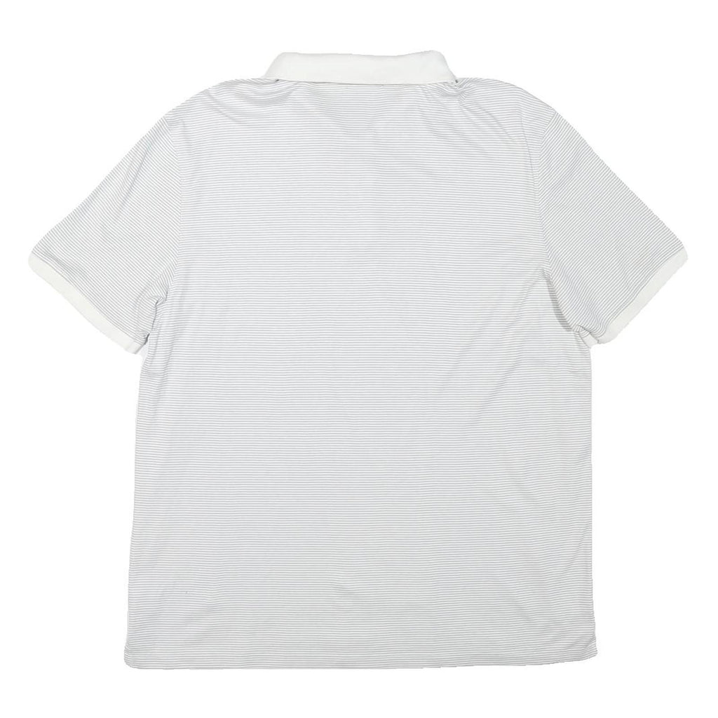 CALVIN KLEIN Mens White & Grey Striped Short Sleeve Polo Shirt L Cotton Blend