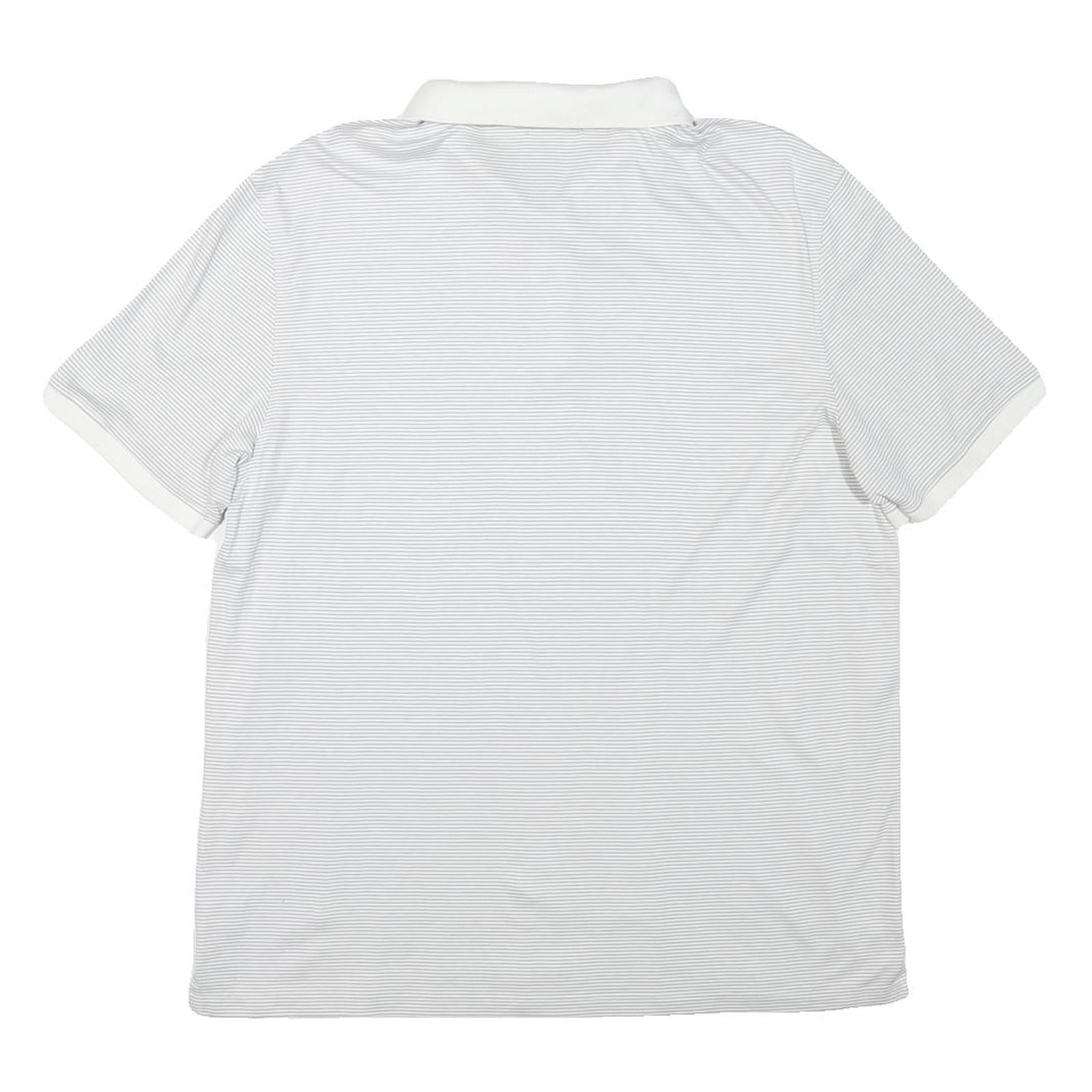 CALVIN KLEIN Mens White & Grey Striped Short Sleeve Polo Shirt L Cotton Blend
