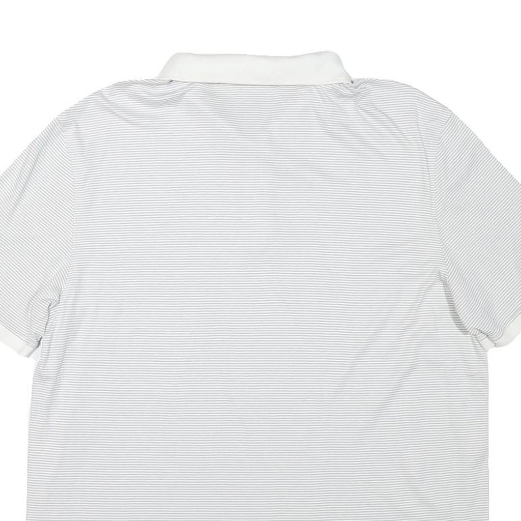 CALVIN KLEIN Mens White & Grey Striped Short Sleeve Polo Shirt L Cotton Blend