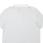 CALVIN KLEIN Mens White & Grey Striped Short Sleeve Polo Shirt L Cotton Blend