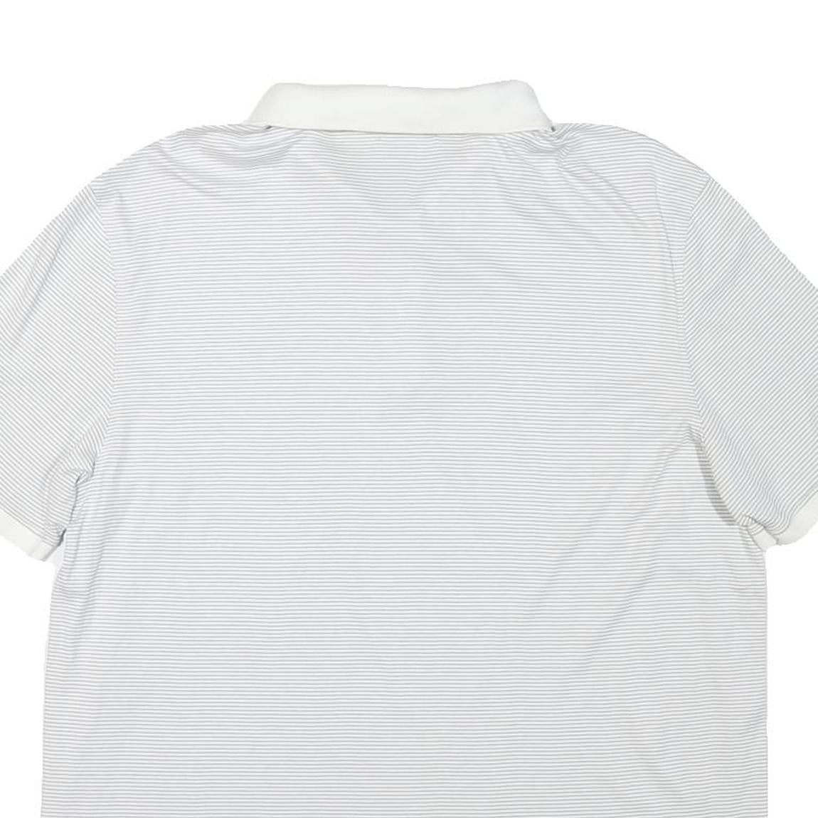 CALVIN KLEIN Mens White & Grey Striped Short Sleeve Polo Shirt L Cotton Blend