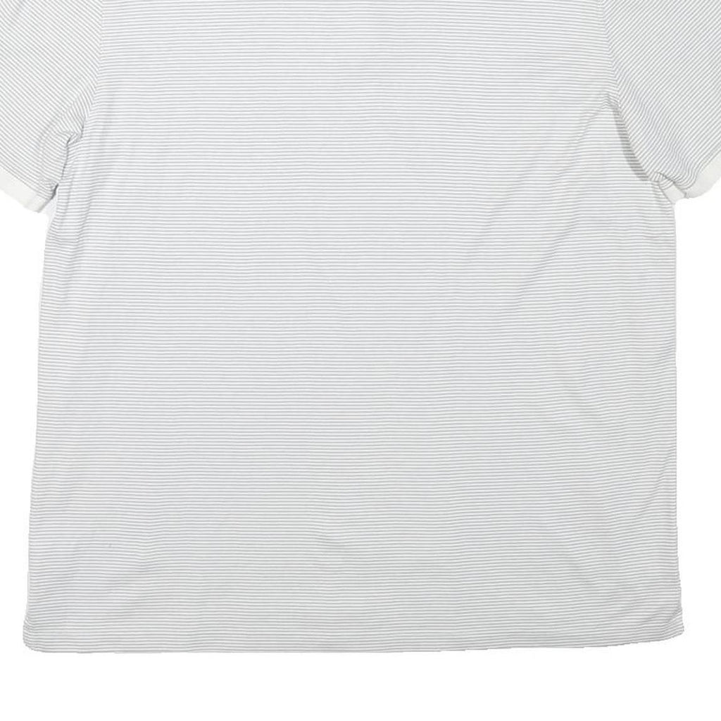 CALVIN KLEIN Mens White & Grey Striped Short Sleeve Polo Shirt L Cotton Blend