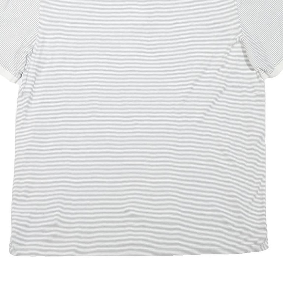 CALVIN KLEIN Mens White & Grey Striped Short Sleeve Polo Shirt L Cotton Blend