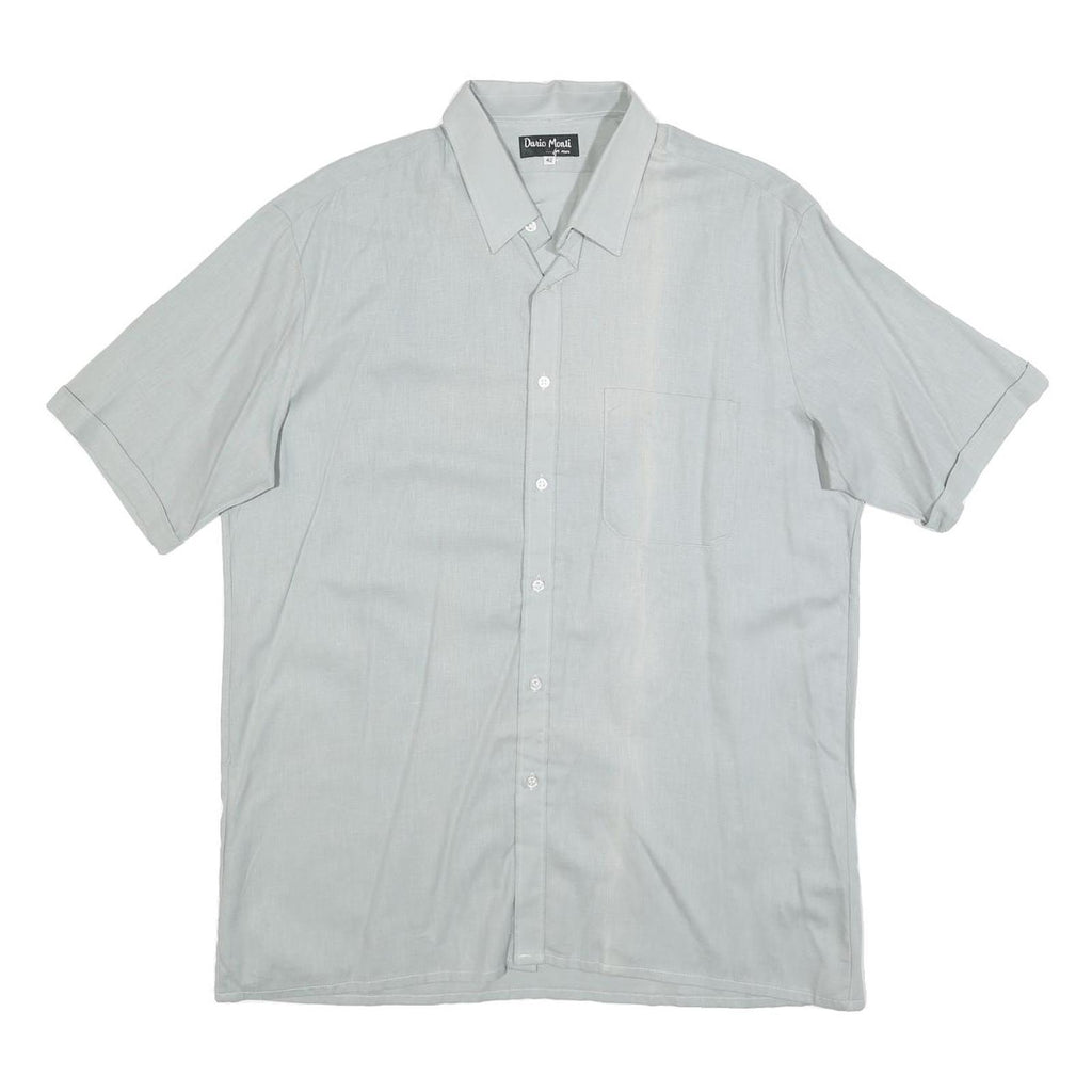 DARIO MONTI Mens Light Grey Shirt L Polyester Blend Casual Button-Up