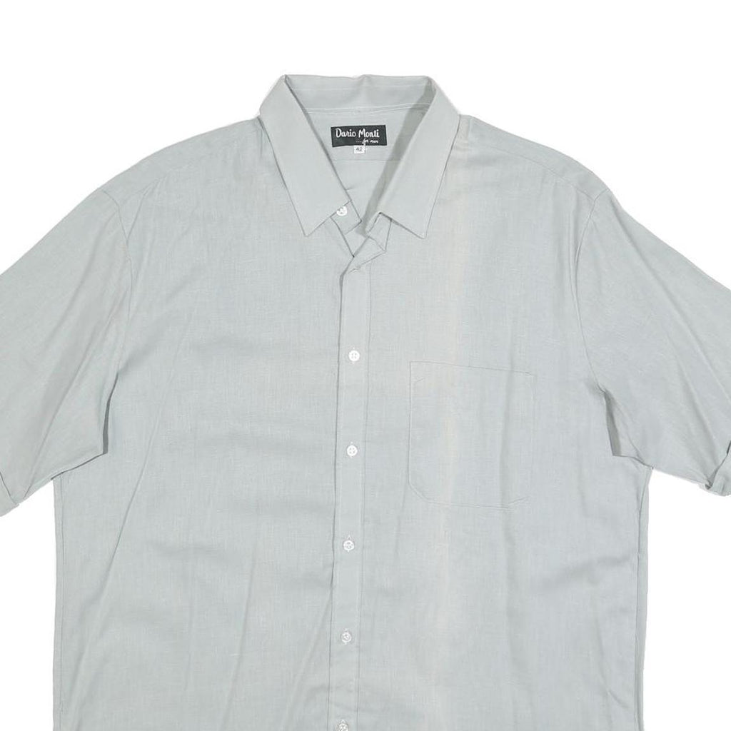 DARIO MONTI Mens Light Grey Shirt L Polyester Blend Casual Button-Up