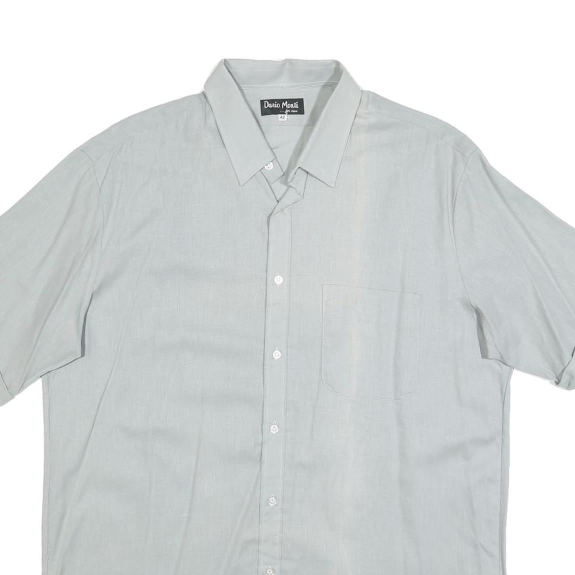 DARIO MONTI Mens Light Grey Shirt L Polyester Blend Casual Button-Up