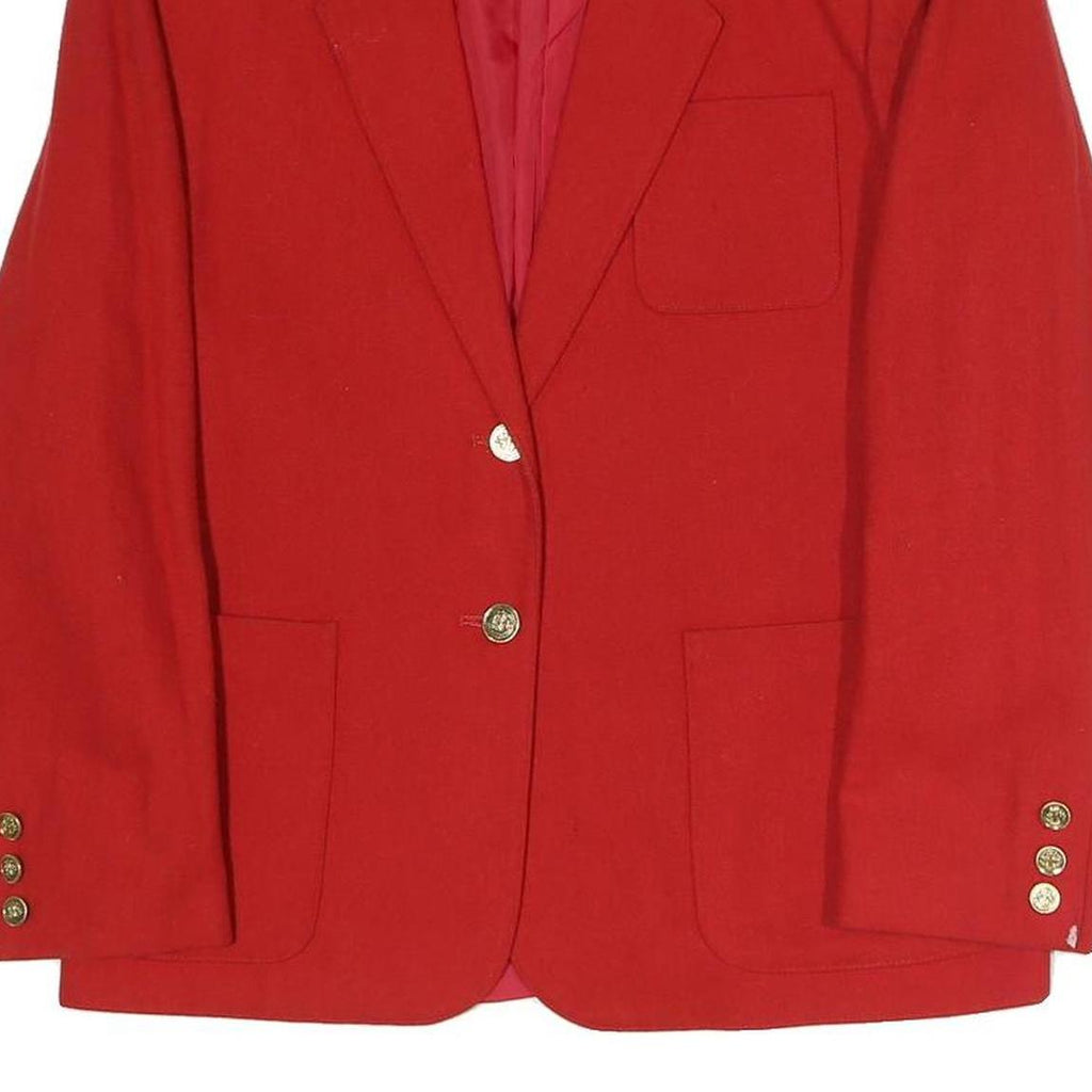 HARRINGTON Womens Red Tailored Blazer UK 10 Cotton Blend Woven Plain Button
