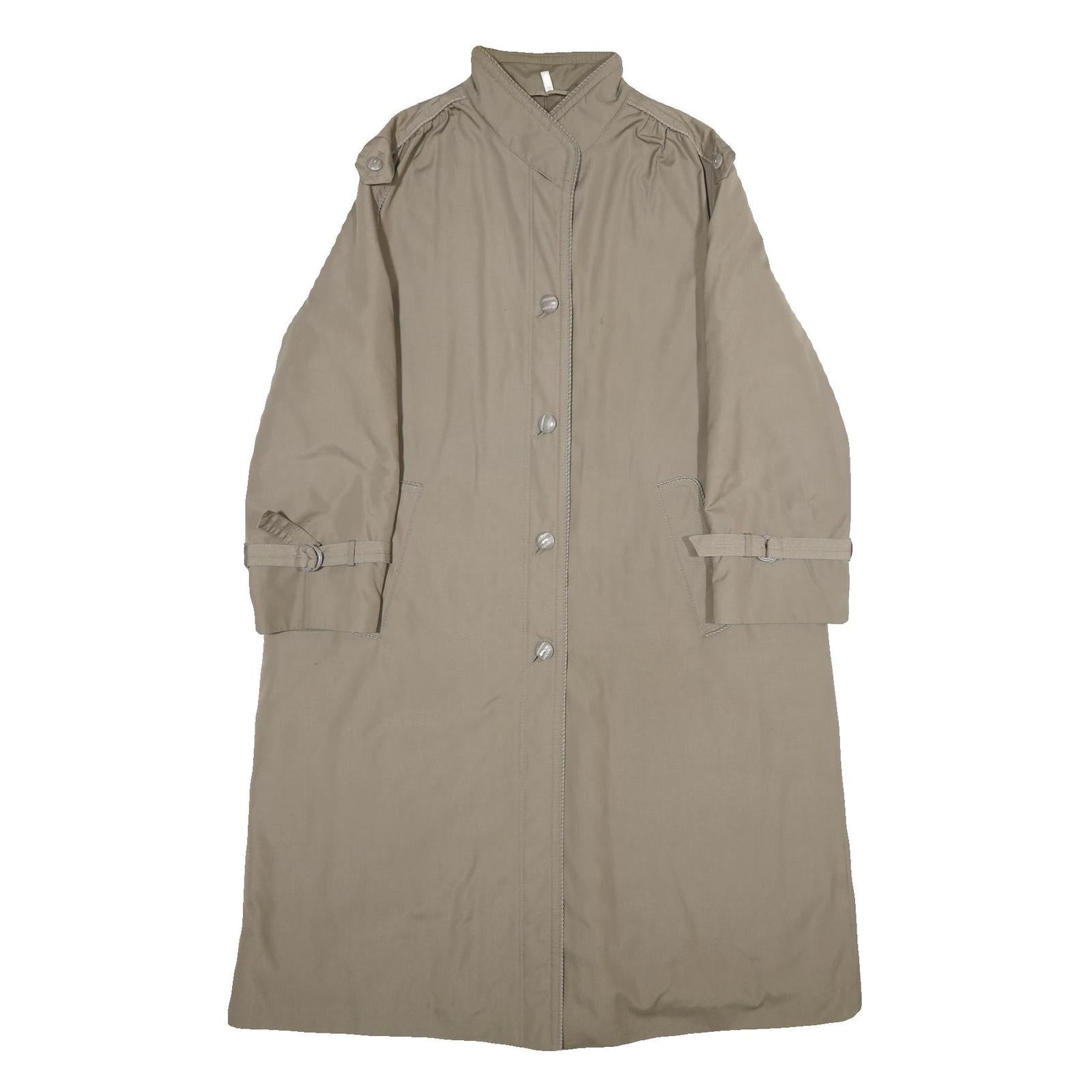 Womens Beige Button Front Classic Jacket UK 16 Polyester Blend Long Sleeve