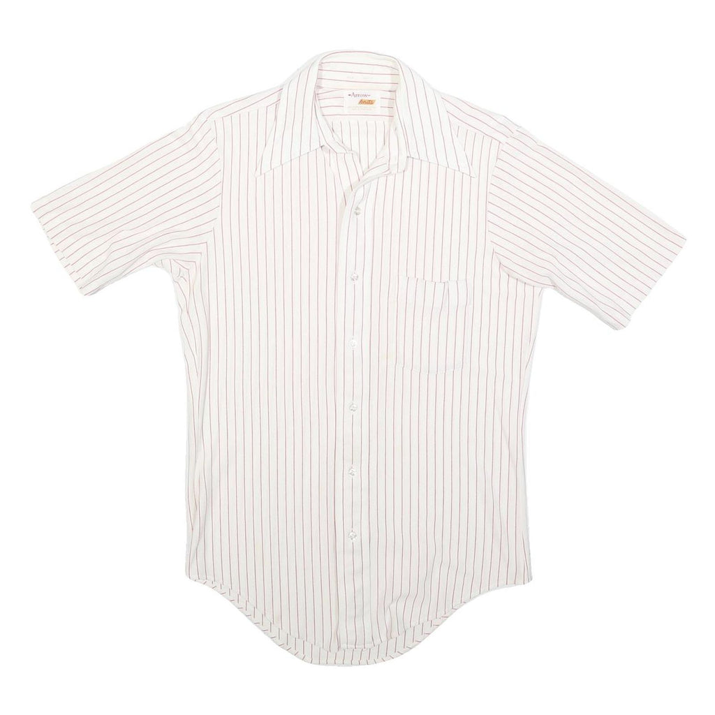 ARROW Mens White & Red Stripe Shirt S Cotton Blend Classic Summer
