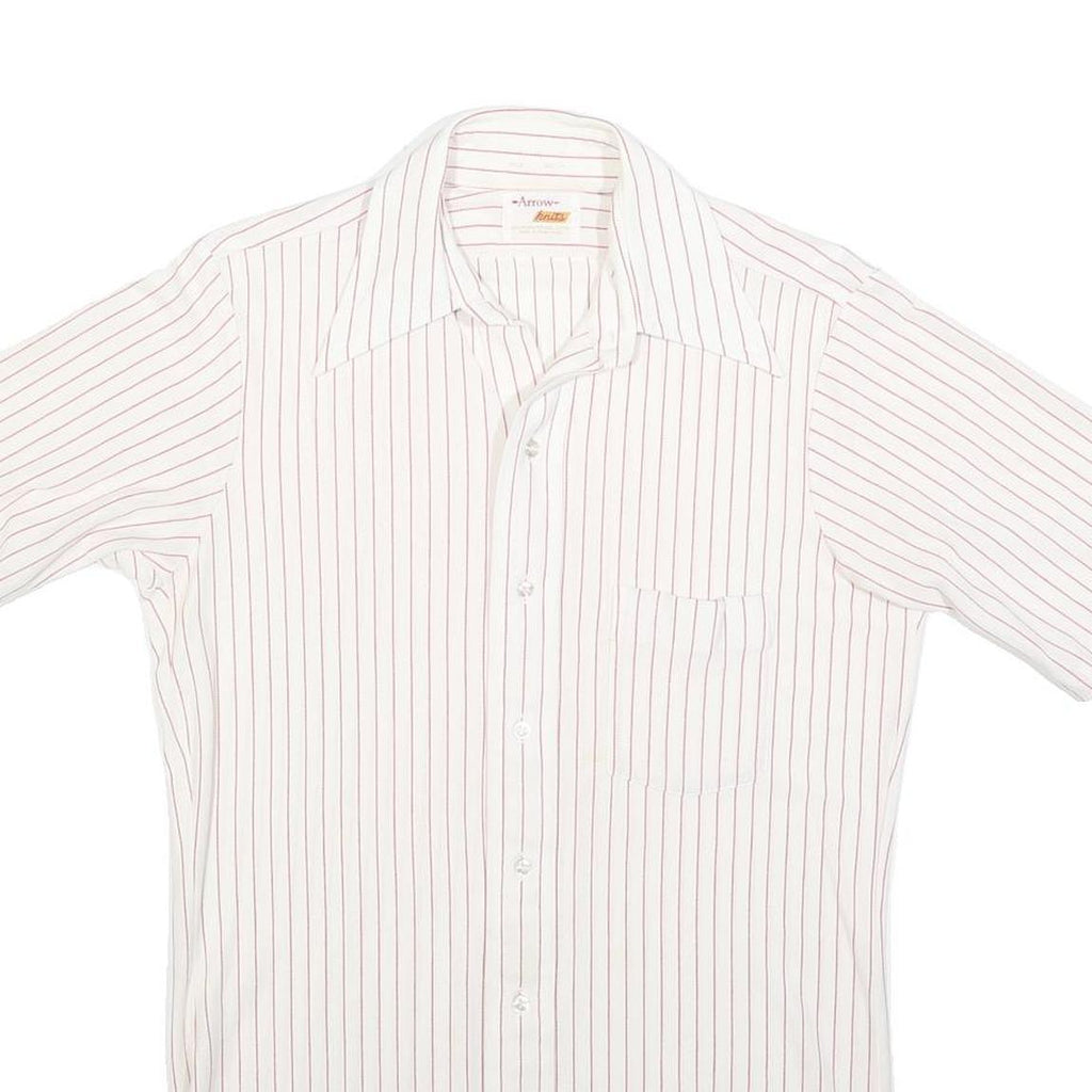 ARROW Mens White & Red Stripe Shirt S Cotton Blend Classic Summer