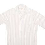 ARROW Mens White & Red Stripe Shirt S Cotton Blend Classic Summer
