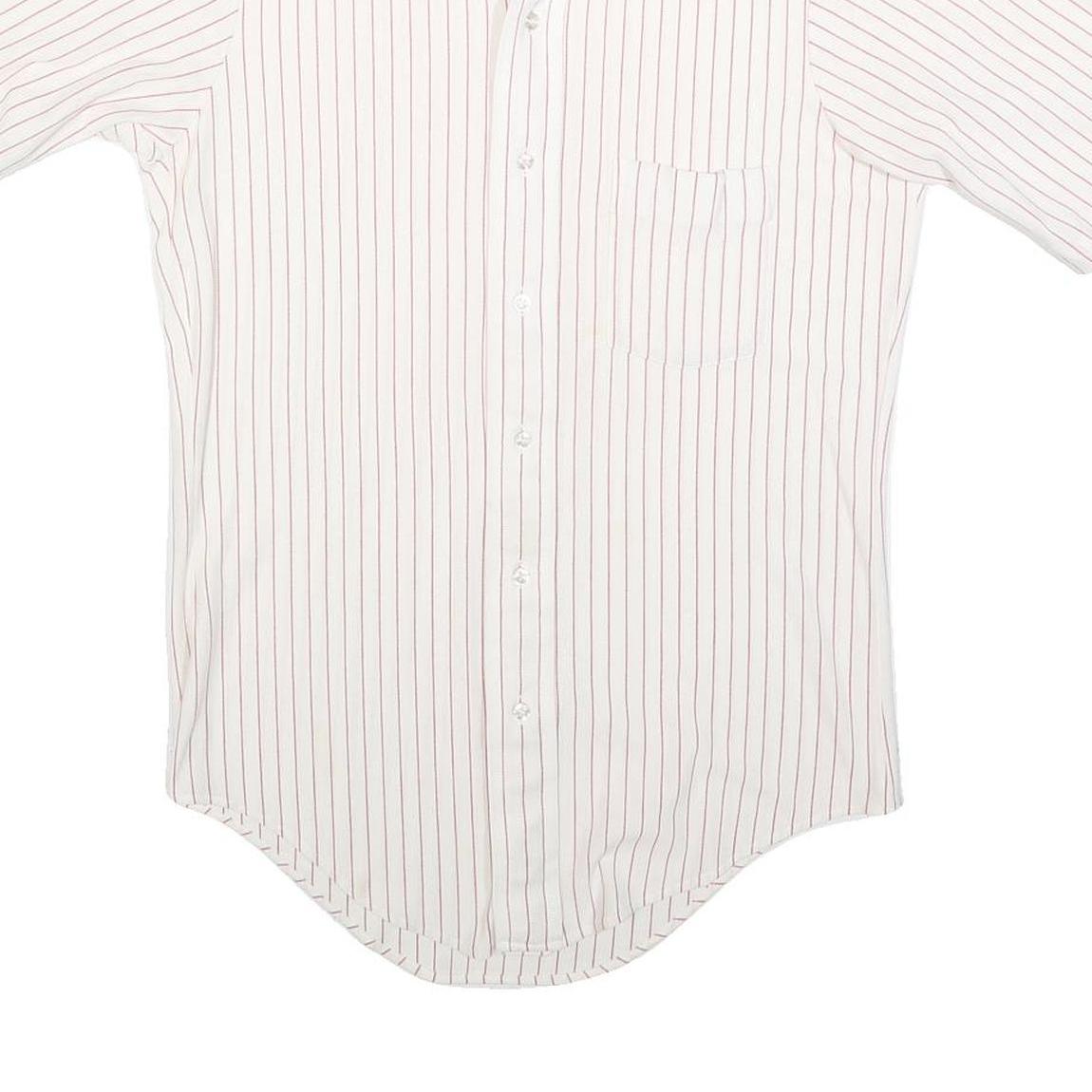 ARROW Mens White & Red Stripe Shirt S Cotton Blend Classic Summer