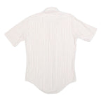 ARROW Mens White & Red Stripe Shirt S Cotton Blend Classic Summer