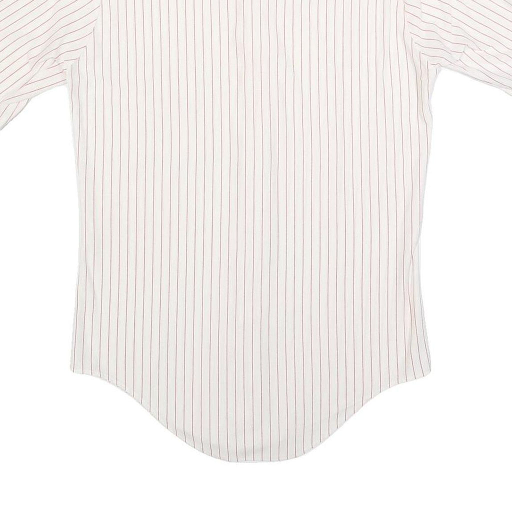 ARROW Mens White & Red Stripe Shirt S Cotton Blend Classic Summer