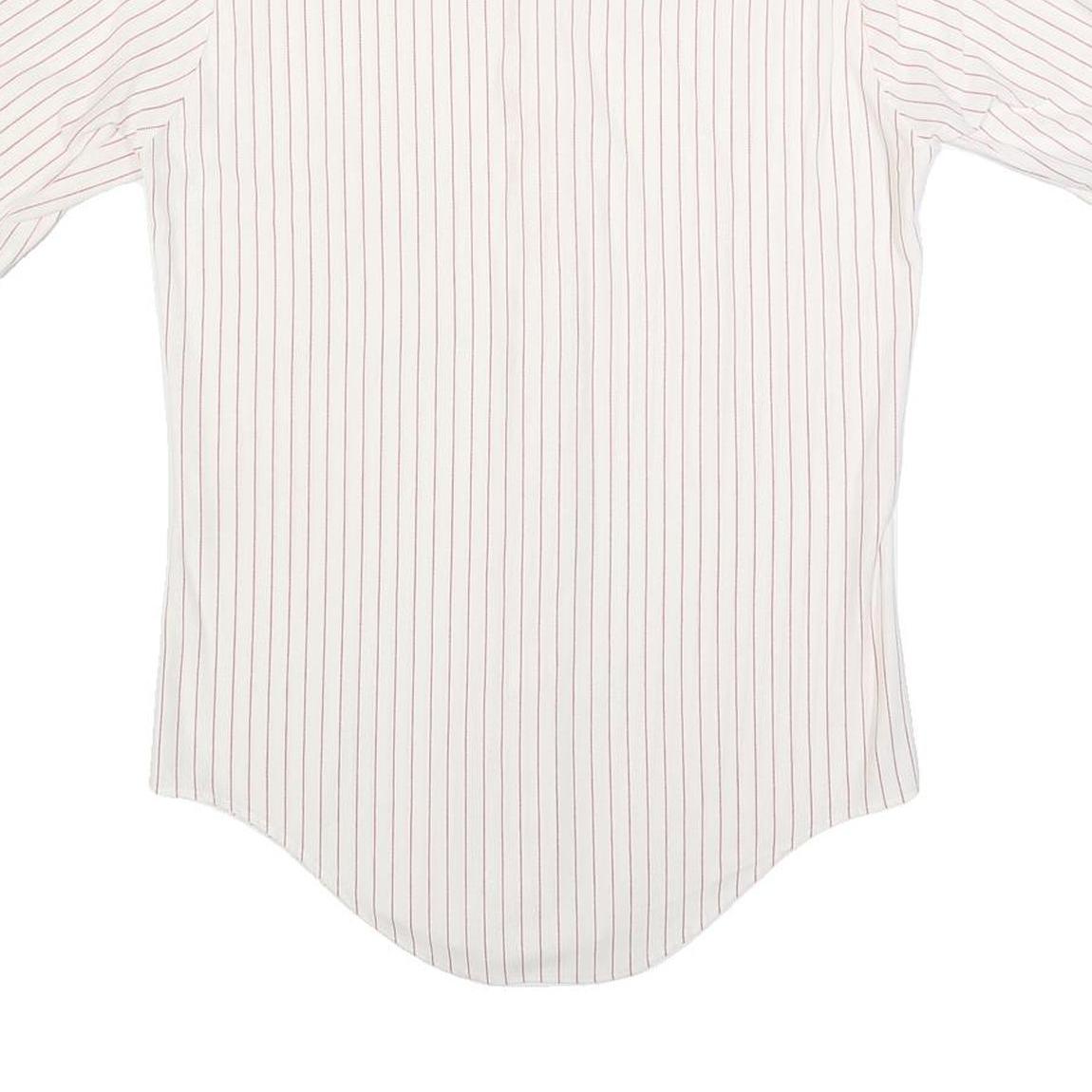 ARROW Mens White & Red Stripe Shirt S Cotton Blend Classic Summer