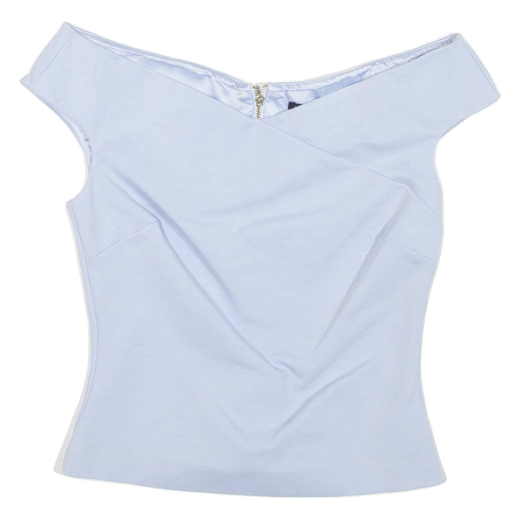 TED BAKER Womens Cropped Blouse Blue Sleeveless XXS